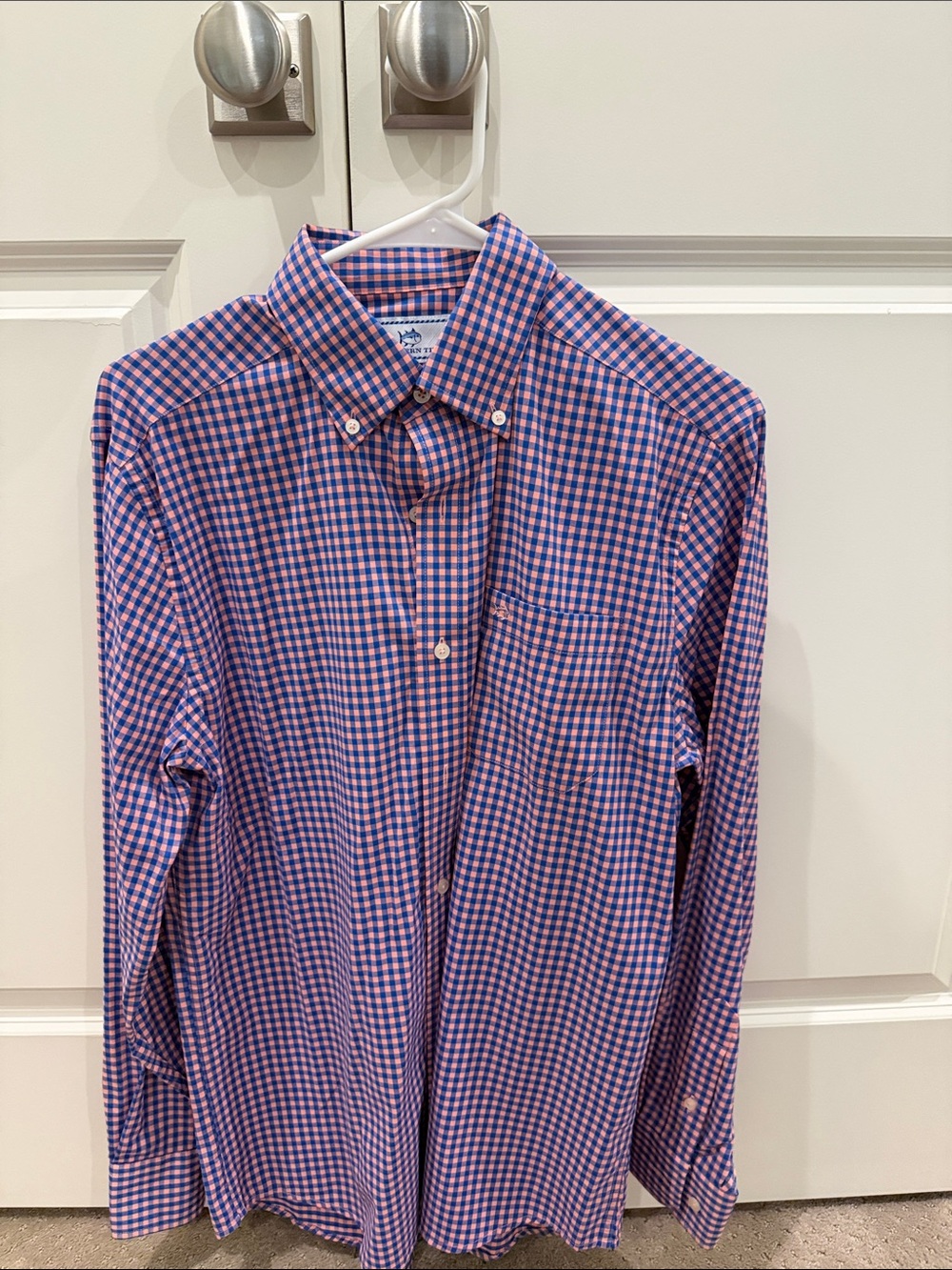 Southern Tide Pink and Blue Gingham Button-Down Shirt